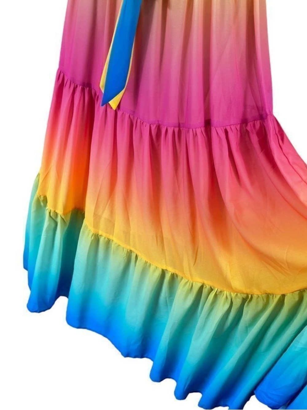 Vici Rainbow Skies Off-Shoulder Tiered Ombré Maxi Dress - Picture 4 of 6